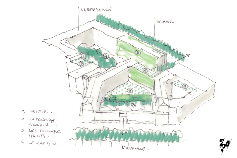 ESCP Paris Campus - Real Estate Project - Roof Top - Atelier 2/3/4/'s Sketch