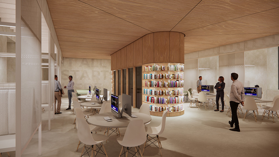 Perspective library turin campus, escp business school